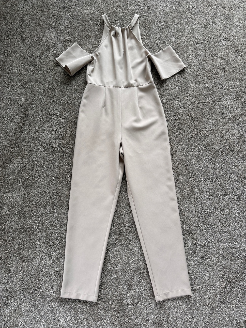 ASOS Women’s Cold-Shoulder Jumpsuit in Light Taupe